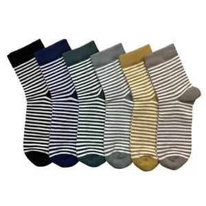 Womens Mini Crew Socks Combed Cotton Casual 5-10 Color#02 (Stripe 6-pairs) - Picture 1 of 7