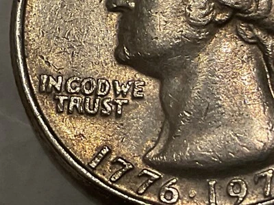 Cuarto D bicentenario 1776-1976 relleno en marca de ceca. Foto 1 de 4