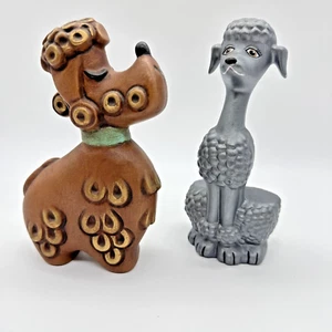 Vintage Kitschy Poodle Dogs Ceramic 1960’s 1970s Art Figures Mid Century Mod - Picture 1 of 12