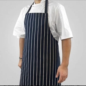  Chef/Butchers Rib Black/white Apron   W31 X L40 - Picture 1 of 3