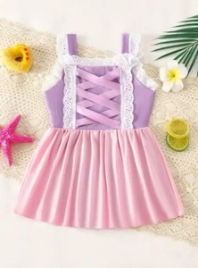NEW Princess Rapunzel Tangled Girls One Piece Swimsuit - Picture 1 of 7