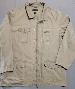 Structure Mens XL Chore Jacket Canvas Cotton Pockets ButtonUp Full Zip Military - Picture 1 of 13