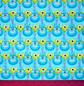 Monsters Inc Stoff - HALBER YARD - 100 % Baumwolle Nähen Quilten Sulley Mike grün - Bild 1 von 1