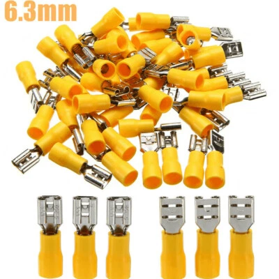 1000 12-10 AWG Vinyl Female Quick Disconnect Wire Terminal .250 Connector Yellow - Image 1 of 4