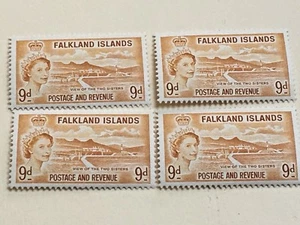 4. Falklandinseln QE2 1955-57 9d. orange-gelbe Briefmarken - Bild 1 von 2
