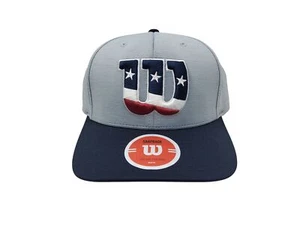 Wilson A2000 Snapback Cap With Patriotic "W" Logo One Size Adjustable Gray & Bla - Picture 1 of 5