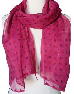 Anokhi Scarf - Polka Pink - Silk and Cotton - 22" x 72" - Picture 1 of 3