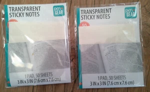 2 NEW packs Pen + Gear TRANSPARENT STICKY NOTES 50 sheets each 3 x 3" - Picture 1 of 1