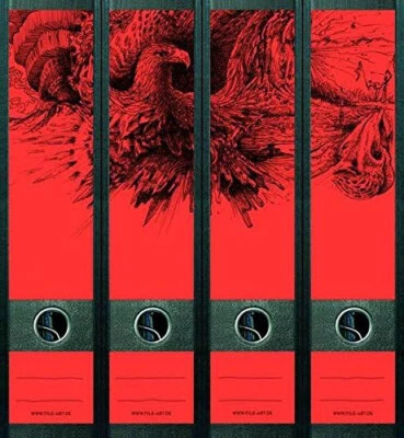 Ordnerrücken Neon Orange Rot Adler Eagle Buch Ordner Ordneraufkleber Deko NC004 - Bild 1 von 3