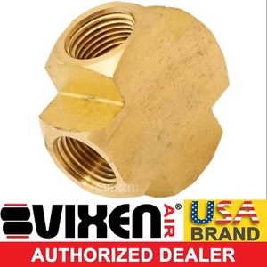 3/8"NPT BRASS FEMALE CROSS (ALL SIDES) AIR LINE COUPLING/4-WAY/CONNECTOR VXA7X38 - Picture 1 of 2