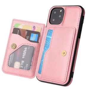 For iPhone 16 15 14 13 12 Pro Max 14Plus PU Leather Card Holder Phone Case Cover - Picture 1 of 24