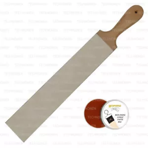 SHARPENING HONING STROPPING LEATHER PADDLE STROP IRON OXIDE BALM PASTE - Foto 1 di 5