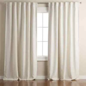 Solid Linen Texture Blackout Natural Linen Curtain 50x108 in Set of 2 - Picture 1 of 7