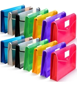 14pk B4 Plastic Expanding File Folders For Work/School Document Organizer - Picture 1 of 7