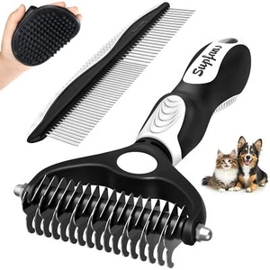 3PCS Premium Dog & Cats Grooming Kit - Deshedding Brush & Comb (White Black) - Picture 1 of 7