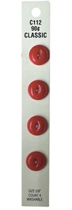 Buttons Red Round Cat Eye 2-Hole 4-Pack 5/8" Vintage Blumenthal Lansing C112 - Picture 1 of 7