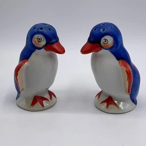 Vintage Salz & Pfefferstreuer Pinguine Papageientaucher Vögel Keramik Porzellan bemalt - Bild 1 von 15