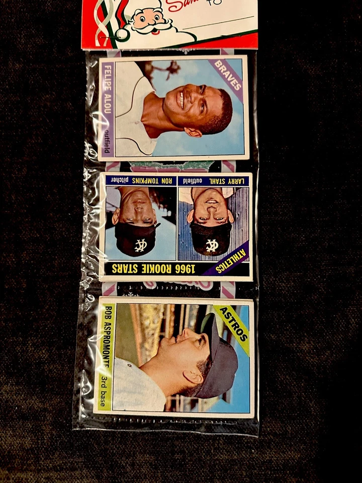 1966 TOPPS XMAS BASEBALL RACK PACK BOB ASPROMONTE FELIPE ALOU LARRY STAHL RC - Image 1 of 2