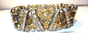 Mid-Century Rhinstone Expandable Bracelet 4"W - Picture 1 of 4
