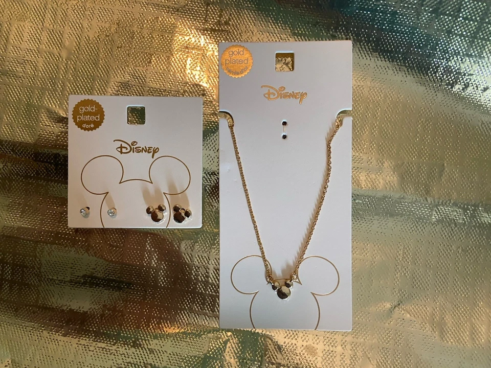Collar y pendientes perforados chapados en oro de Mickey Mouse de Disney  Foto 1 de 1