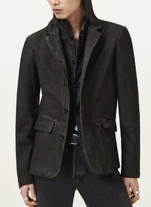 Blazer ALLSAINTS Survey Doble Capa Cuero de Cabra Talla M VENTA AL POR MENOR $719 - Imagen 1 de 9