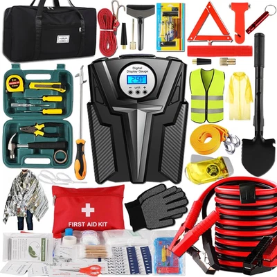 Car Emergency Kit, Roadside Assistance Emergency Car Kit Jumper Cables, Road Tri - Image 1 of 4