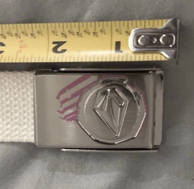 Vtg VOLCOM STONE Circle Web Belt & Buckle Skateboard Surf Snowboard 100% Cotton - Image 1 of 4