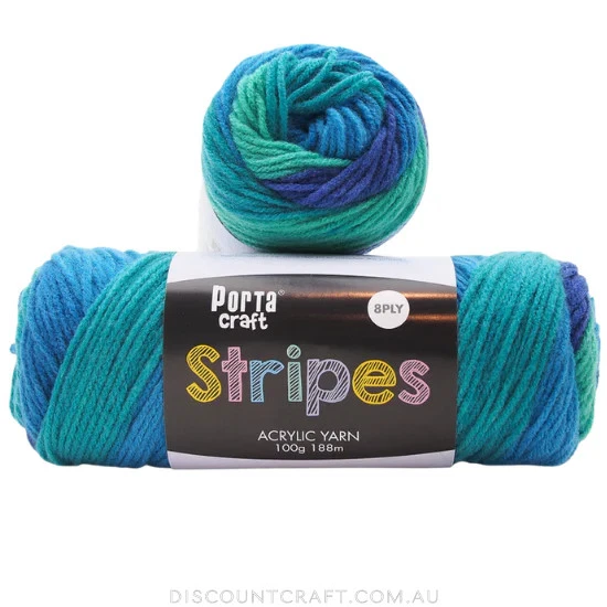 Stripes Acrylic Yarn 100g 188m 8ply - Cool - image 1 of 1