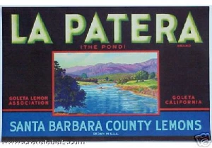 *Original* LA PATERA Pond Santa Barbara Lemon Crate Label NOT A COLOR COPY! - Picture 1 of 1