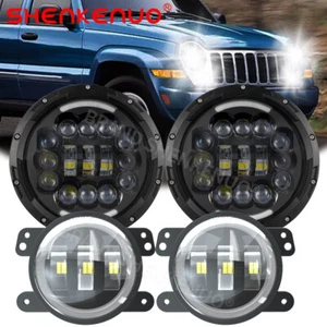 7" Inch LED Headlights Fog Lights Turn Signal Combo For 2003-2007 Jeep Liberty - Picture 1 of 21