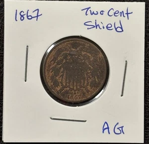 Moneta da due centesimi 1867 "scudo dell'unione" epoca guerra civile USA - AG - Foto 1 di 6