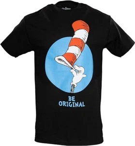 Adult Dr Seuss The Cat in The Hat Be Original Tip Hat Short Sleeves T-Shirt Tee - Picture 1 of 12