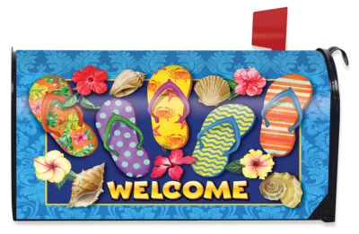 Paradise Flip Flops Summer Magnetic Mailbox Cover Standard Briarwood Lane