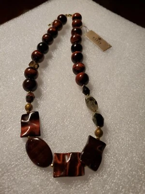 Barse Tiger's Eye & Quartz Necklace NWT $98 - Image 1 of 4