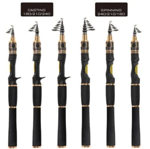Rock Fishing Rods Spinning Carbon Fiber Telescopic Rods Casting Poles 1.8m-2.4m - Picture 1 of 7