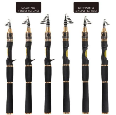 Rock Fishing Rods Spinning Carbon Fiber Telescopic Rods Casting Poles 1.8m-2.4m - Image 1 of 4