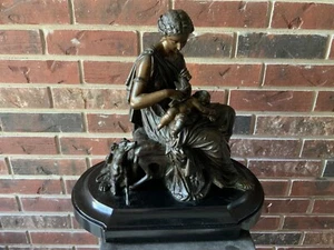 Rare Antique Heavy Bronze Sculpture Mother & Child X-LARGE 30lbs - Picture 1 of 18