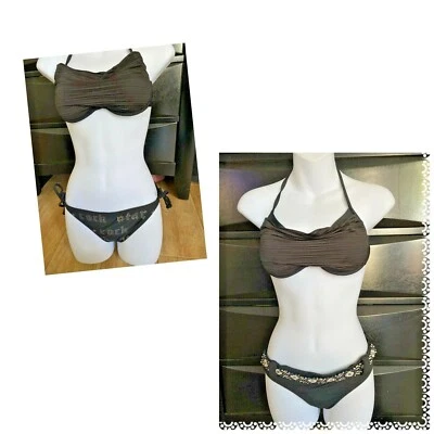  Perry Ellis BIKINI BOTTOM BEADED WITH unbranded Top Med & bonus free bottom brw - Image 1 of 4