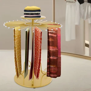 Espositore sciarpa rotonda in metallo girevole appendiabiti decorativo negozio al dettaglio - Foto 1 di 15