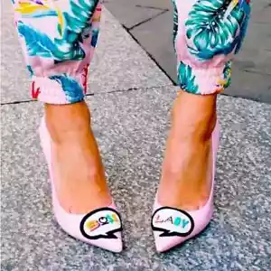 Scarpe con tacco Sophia Webster Boss Lady ricamate su vernice rosa taglia 40 - Foto 1 di 16