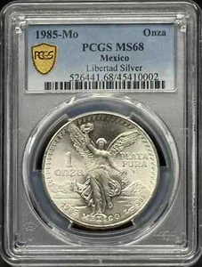 1985 Mo MEXICO Silver ONZA PCGS MS-68 - Picture 1 of 2