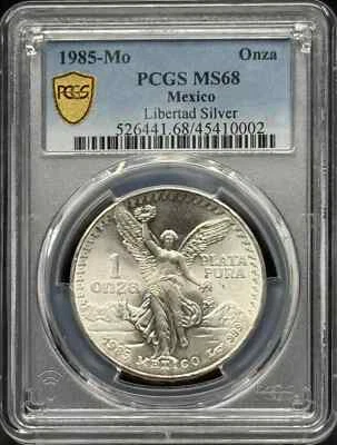 Mo México 1985 plata ONZA PCGS MS-68 Foto 1 de 2