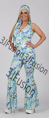 CLASSIFIED Damen 1960er 1970er Jahre Hippie Kostüm Hippie Flower Power Damen Outfit V