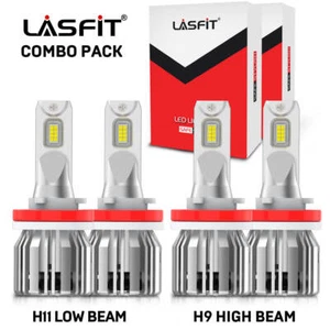 LASFIT Combo H11 H9 LED Headlight Bulb Low Beam and High Beam Light 6000K 4pcs - Picture 1 of 9