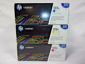 LOT OF 3 HP 122A PRINT CARTRIDGE 1 CYAN Q3961A 1YELLOW Q3962A 1 MAGENTA Q3963A - Picture 1 of 3