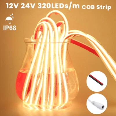 12V 24V COB LED Stripe Streifen 1-20M IP68 Wasserdicht Band Keine Lichtpunkte DE - Bild 1 von 4