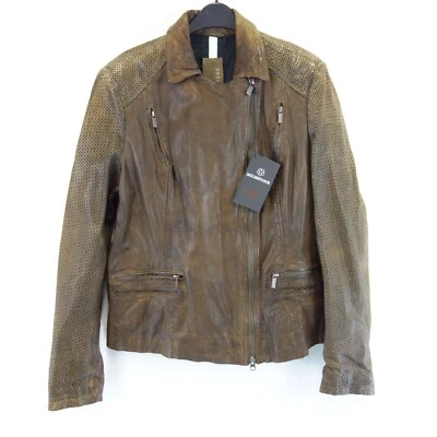 Damen Lederjacke Braun MILESTONE Jacke Biker Lammnappa Leder XXL 42 NP449 Neu - Bild 1 von 4