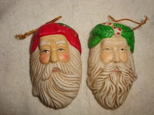 PAIR OF COLLECTIBLE BISQUE SANTA HEADS #010 - Imagen 1 de 1