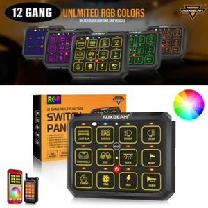 RGB 12 Gang Switch Panel ON/OFF LED Light Bar Electronic Relay System Upgraded - Picture 1 of 12
