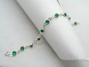 Pulsera de Plata 925 con Piedras De Color Verde - Imitación Esmeralda - Imagen 1 de 7